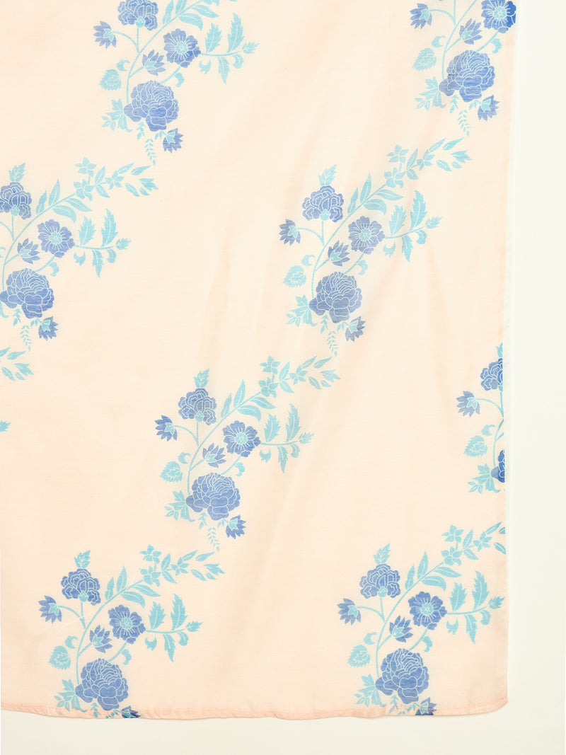 Stylum Women's Blue Floral Printed Rayon A-Line Kurta Pant Dupatta Set (KPDBLUEFANA)