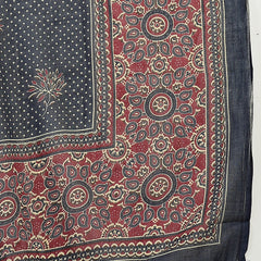 Stylum Women's Blue Ajrakh Printed Cotton A-Line Kurta Pant Dupatta Set (KPDBLUEHEERA)