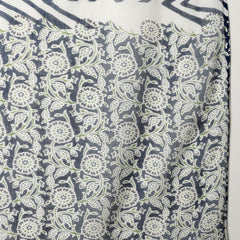 Stylum Women's Indigo Blue Floral Printed & Embroidered Cotton A-Line Short Kurti Pant Dupatta Set (KPDBLUEKINZAL)