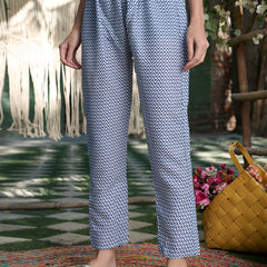 Stylum Women's Blue Striped Printed Cotton Blend Straight Kurta Pant Dupatta Set (KPDBLUEKIRO)