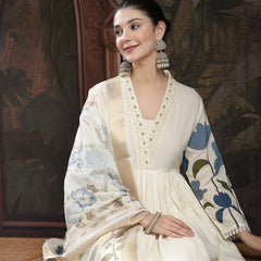 Stylum Women's Blue Floral Printed Rayon Flared Kurta Palazzo Dupatta Set (KPDBLUEMINI)