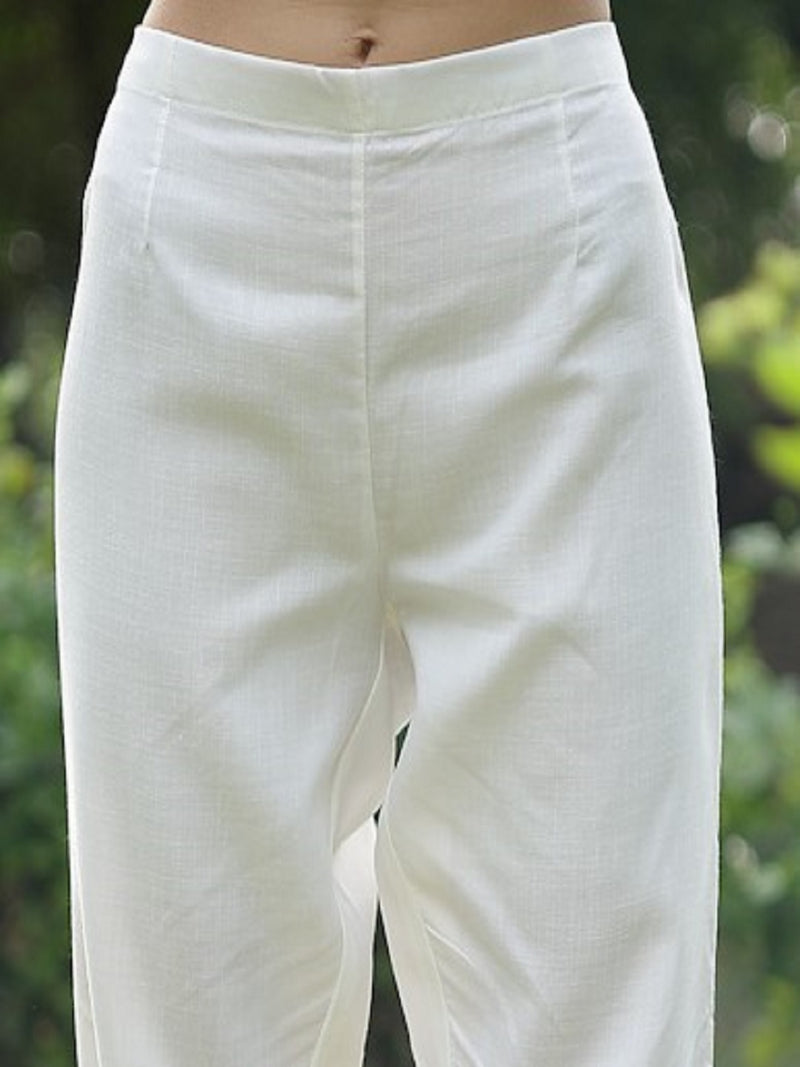 Stylum Women's Blue Floral Printed Cotton Slub Straight Kurta Pant Dupatta Set (KPDBLUEMUSK)