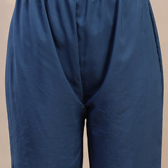 Stylum Women's Blue Floral Printed Chanderi Silk Straight Kurta Pant Dupatta Set (KPDBLUEOKHLA)