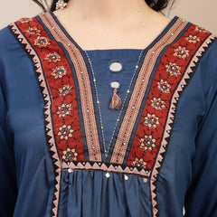 Stylum Women's Blue Solid Rayon A-Line Kurta Palazzo Dupatta Set (KPDBLUEOMNI)