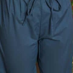 Stylum Women's Blue Solid Cotton Straight Kurta Pant Dupatta Set (KPDBLUERAWAL)