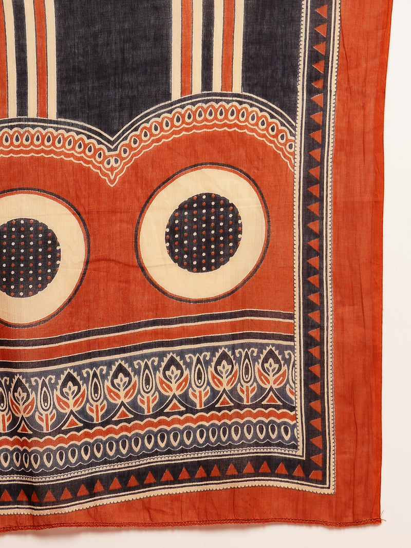 Stylum Women's Blue Solid Cotton Straight Kurta Pant Dupatta Set (KPDBLUERAWAL)