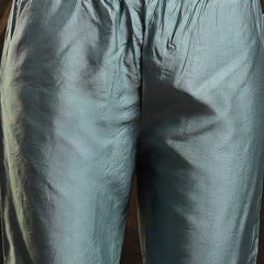 Stylum Women's Blue Floral Printed Silk Blend Straight Kurta Pant Dupatta Set (KPDBLUESEHAR)