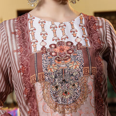 Stylum Women's Brown Printed & Embroidered Satin Straight Kurta Pant Dupatta Set (KPDBROWNEVA)