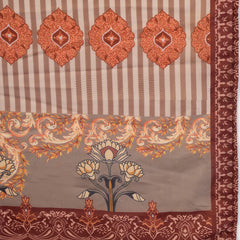 Stylum Women's Brown Printed & Embroidered Satin Straight Kurta Pant Dupatta Set (KPDBROWNEVA)