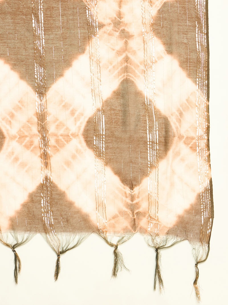 Stylum Women's Brown Floral Printed Crepe A-Line Kurta Palazzo Dupatta Set (KPDBROWNHILL)