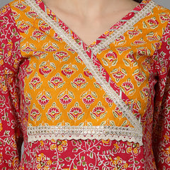 Stylum Women's Floral Printed Cotton Straight Kurta Pant Dupatta Set (KPDCHAMELI)