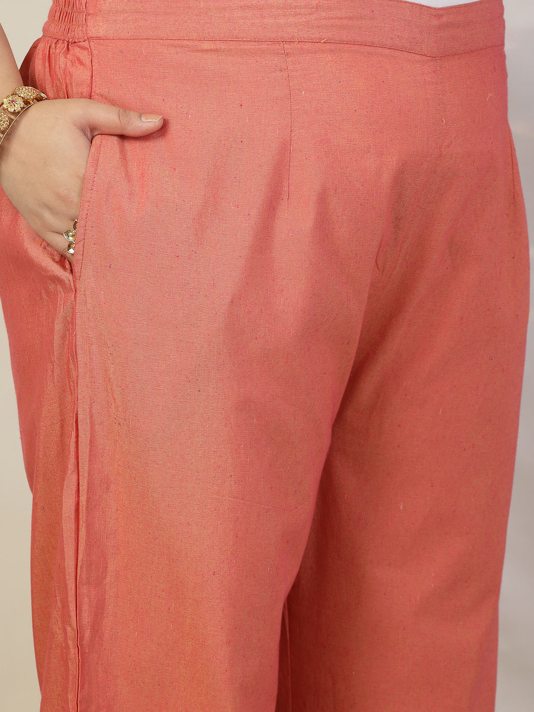 Plus Size Women Woven Design & Embroidered Cotton Blend Straight Kurta with Pant & Dupatta (KPDCORALFOXPLUS)