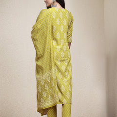Stylum Women's Printed & Embroidered Rayon Straight Kurta Pant Dupatta Set (KPDCORNKOHLI)