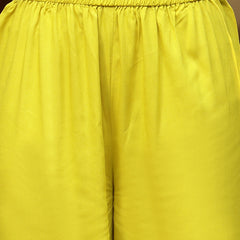 Stylum Women's Corn Solid & Embellished Rayon Flared Kurta Palazzo Dupatta Set (KPDCORNPURVI)