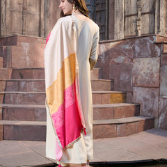 Stylum Women's Cream Solid & Embroidered Rayon Anarkali Kurta Pant Dupatta Set (KPDCREAMUTSA)