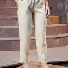 Stylum Women's Cream Solid & Embroidered Rayon Anarkali Kurta Pant Dupatta Set (KPDCREAMUTSA)