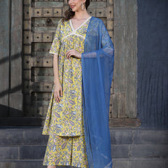 Stylum Women's Floral Printed Kurta Palazzo Dupatta Set (KPDDELLA)