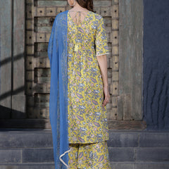 Stylum Women's Floral Printed Kurta Palazzo Dupatta Set (KPDDELLA)