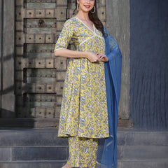 Stylum Women's Floral Printed Kurta Palazzo Dupatta Set (KPDDELLA)