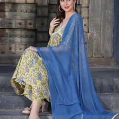 Stylum Women's Floral Printed Kurta Palazzo Dupatta Set (KPDDELLA)