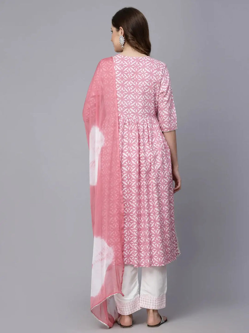 Stylum Women's Printed Rayon Naira Cut Kurta Pant Dupatta Set (KPDEMILY)