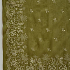 Stylum Women's Green Solid & Embroidered Cotton Straight Kurta Palazzo Dupatta Set (KPDGREENALINA)