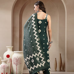 Stylum Women's Green Ikkat Printed Rayon Straight Kurta Pant Dupatta Set (KPDGREENBORO)