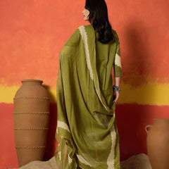 Stylum Women's Green Bandhej Printed Cotton Straight Kurta Pant Dupatta Set (KPDGREENDIRAM)