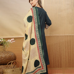 Stylum Women's Green Solid Cotton Straight Kurta Pant Dupatta Set (KPDGREENPANNA)