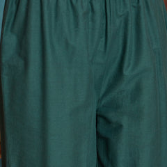 Stylum Women's Green Solid Cotton Straight Kurta Pant Dupatta Set (KPDGREENPANNA)