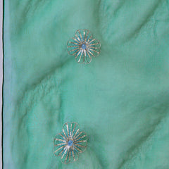 Stylum Women's Green Solid & Embellished Rayon Flared Kurta Palazzo Dupatta Set (KPDGREENPURVI)