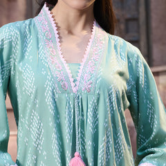 Stylum Women's Green Printed & Embroidered A-Line Kurta Pant Dupatta Set (KPDGREENRICH)