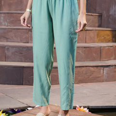 Stylum Women's Green Printed & Embroidered A-Line Kurta Pant Dupatta Set (KPDGREENRICH)