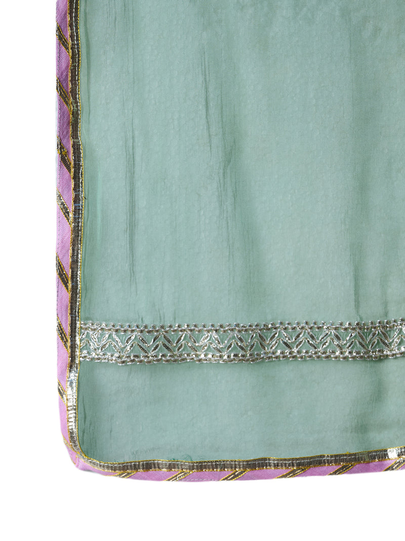 Stylum Women's Green Printed & Embroidered A-Line Kurta Pant Dupatta Set (KPDGREENRICH)