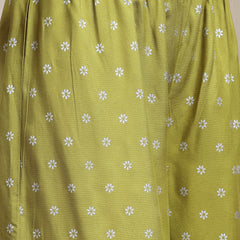 Stylum Women's Ethnic Motif Printed Naira Cut Rayon Kurta Palazzo Dupatta Set (KPDGREENSANJH)