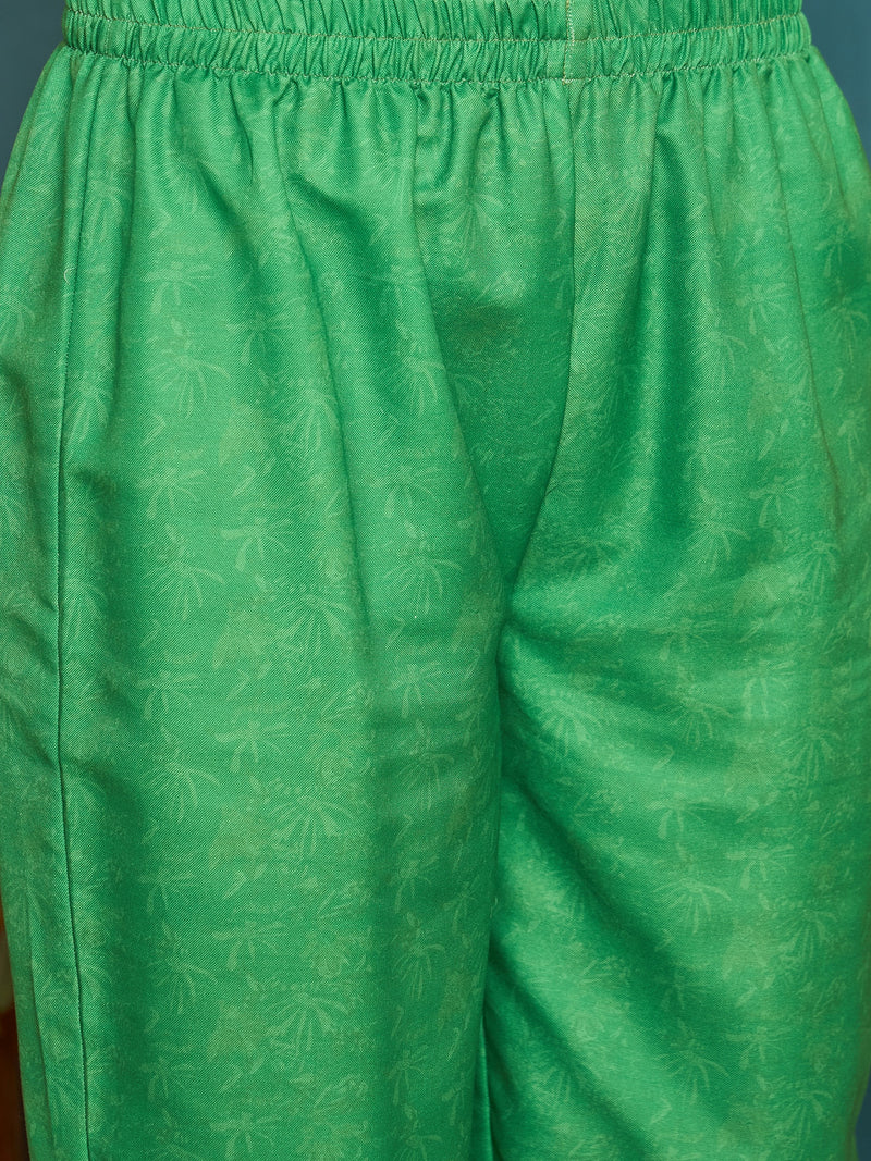 Stylum Women's Green Floral Printed Rayon Flared Kurta Palazzo Dupatta Set (KPDGREENSUFIYA)