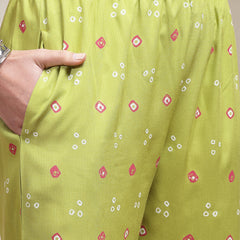 Stylum Women's Bandhej Printed Rayon Straight Kurta Pant Dupatta Set (KPDGREENVILLA)