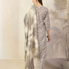 Stylum Women's Grey Ethnic Printed Cotton Blend Straight Kurta Pant Dupatta Set (KPDGREYJUNA)