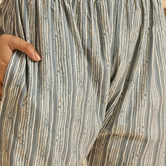 Stylum Women's Grey Floral Printed Cotton Straight Kurta Pant Dupatta Set (KPDGREYJUNG)