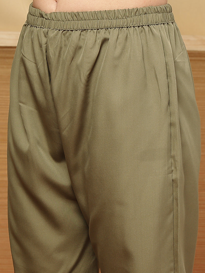 Stylum Women's Grey Floral Printed Chanderi Silk Straight Kurta Pant Dupatta Set (KPDGREYMORAL)