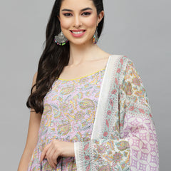 Stylum Women's Paisley Printed Rayon Kurta Pant Dupatta set (KPDHAZEL)