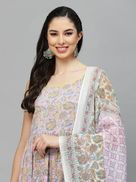 Stylum Women's Paisley Printed Rayon Kurta Pant Dupatta set (KPDHAZEL)