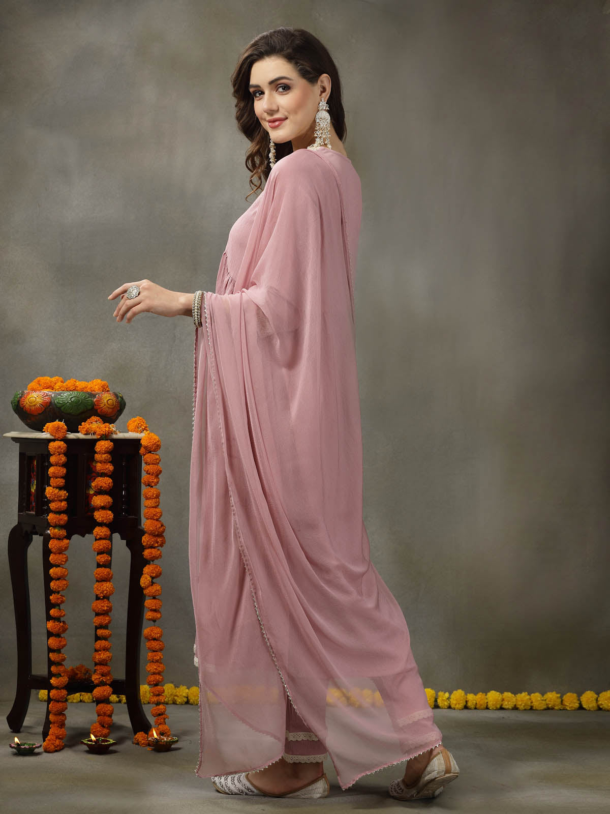 Naira cut Kurta Pant Dupatta Set