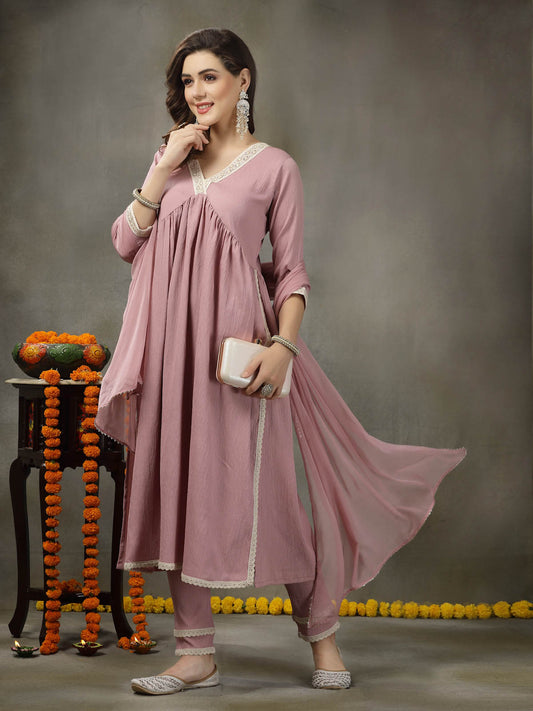 Naira cut Kurta Pant Dupatta Set