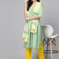 Stylum Women's Floral Printed Rayon Kurta Pant Dupatta set (KPDKAMALA)