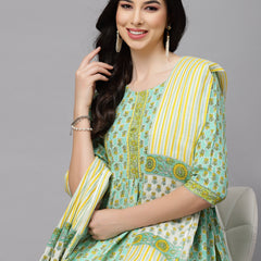 Stylum Women's Floral Printed Rayon Kurta Pant Dupatta set (KPDKAMALA)