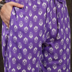 Stylum Women's Lavender Floral Printed Cotton Straight Kurta Pant Dupatta Set (KPDLAVENDERAMARA)
