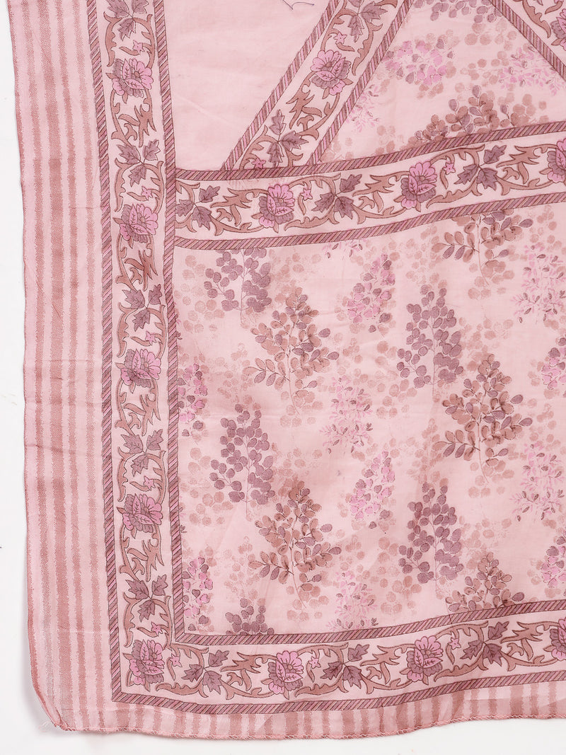 Stylum Women's Lavender Ethnic Printed Cotton Straight Kurta Pant Dupatta Set (KPDLAVENDERGEO)