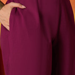 Stylum Women's Magenta Solid & Embroidered Cotton Flex Straight Kurta Palazzo Dupatta Set (KPDMAGENTAAMOR)
