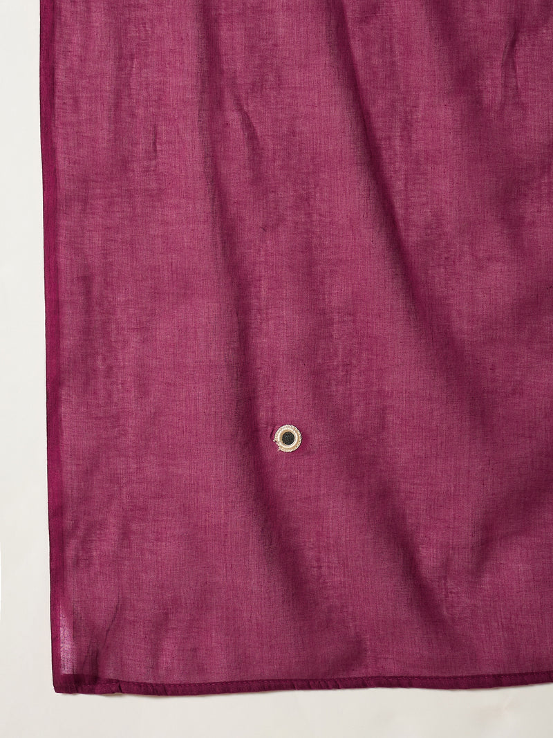 Stylum Women's Magenta Solid & Embroidered Cotton Flex Straight Kurta Palazzo Dupatta Set (KPDMAGENTAAMOR)